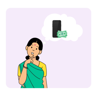 Radha does not have any savings that she can use to buy the phone.